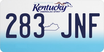 KY license plate 283JNF