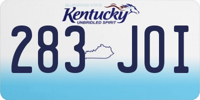 KY license plate 283JOI