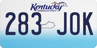 KY license plate 283JOK
