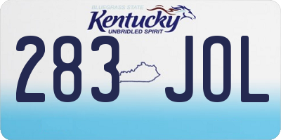 KY license plate 283JOL