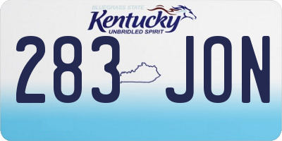 KY license plate 283JON