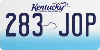 KY license plate 283JOP