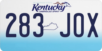 KY license plate 283JOX