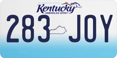 KY license plate 283JOY