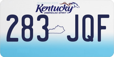 KY license plate 283JQF