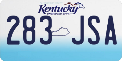 KY license plate 283JSA