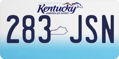 KY license plate 283JSN