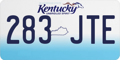 KY license plate 283JTE