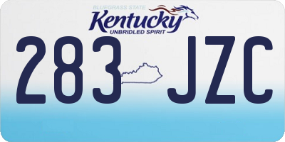 KY license plate 283JZC