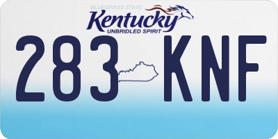 KY license plate 283KNF