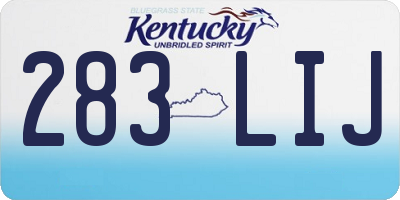 KY license plate 283LIJ