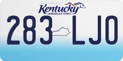 KY license plate 283LJO