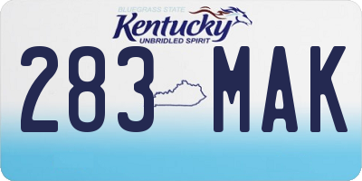 KY license plate 283MAK