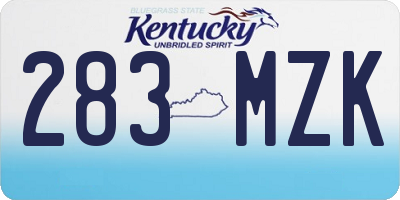 KY license plate 283MZK