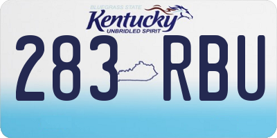 KY license plate 283RBU