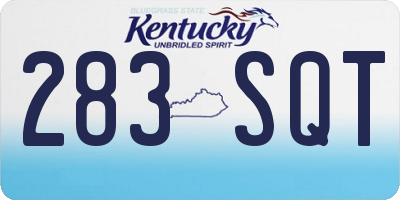 KY license plate 283SQT