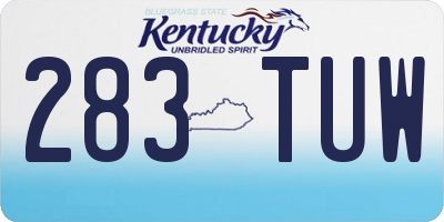 KY license plate 283TUW