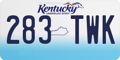 KY license plate 283TWK