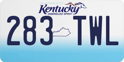 KY license plate 283TWL