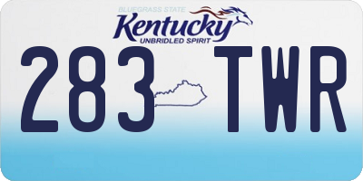 KY license plate 283TWR