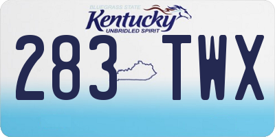 KY license plate 283TWX