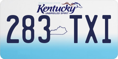 KY license plate 283TXI