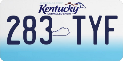 KY license plate 283TYF