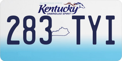 KY license plate 283TYI