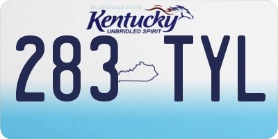 KY license plate 283TYL