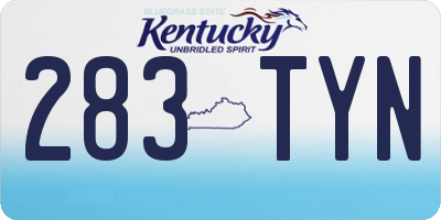 KY license plate 283TYN