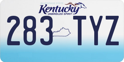 KY license plate 283TYZ