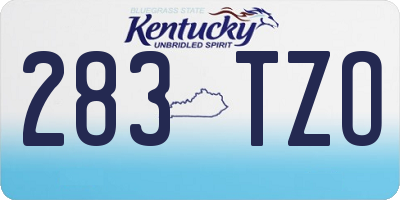 KY license plate 283TZO