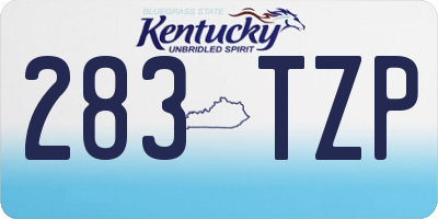 KY license plate 283TZP