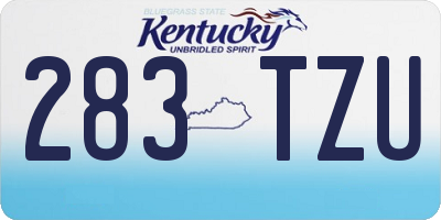 KY license plate 283TZU