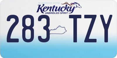 KY license plate 283TZY