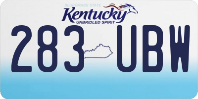 KY license plate 283UBW