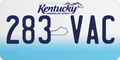 KY license plate 283VAC