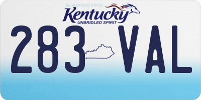 KY license plate 283VAL