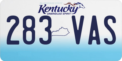 KY license plate 283VAS
