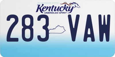 KY license plate 283VAW