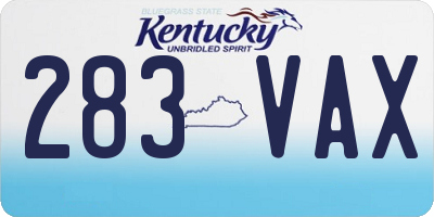 KY license plate 283VAX