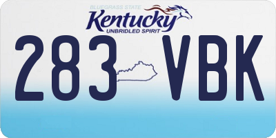 KY license plate 283VBK
