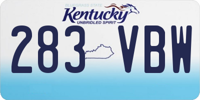 KY license plate 283VBW