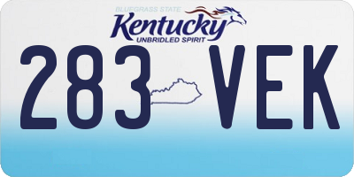 KY license plate 283VEK