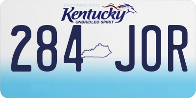KY license plate 284JOR