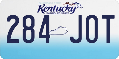 KY license plate 284JOT