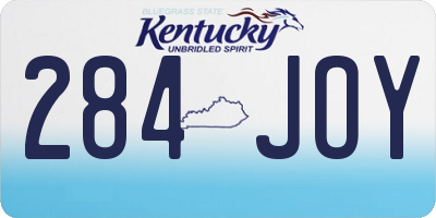 KY license plate 284JOY