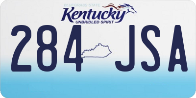 KY license plate 284JSA