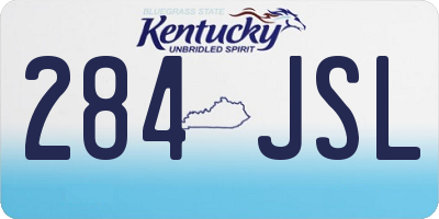 KY license plate 284JSL