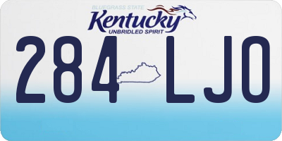 KY license plate 284LJO